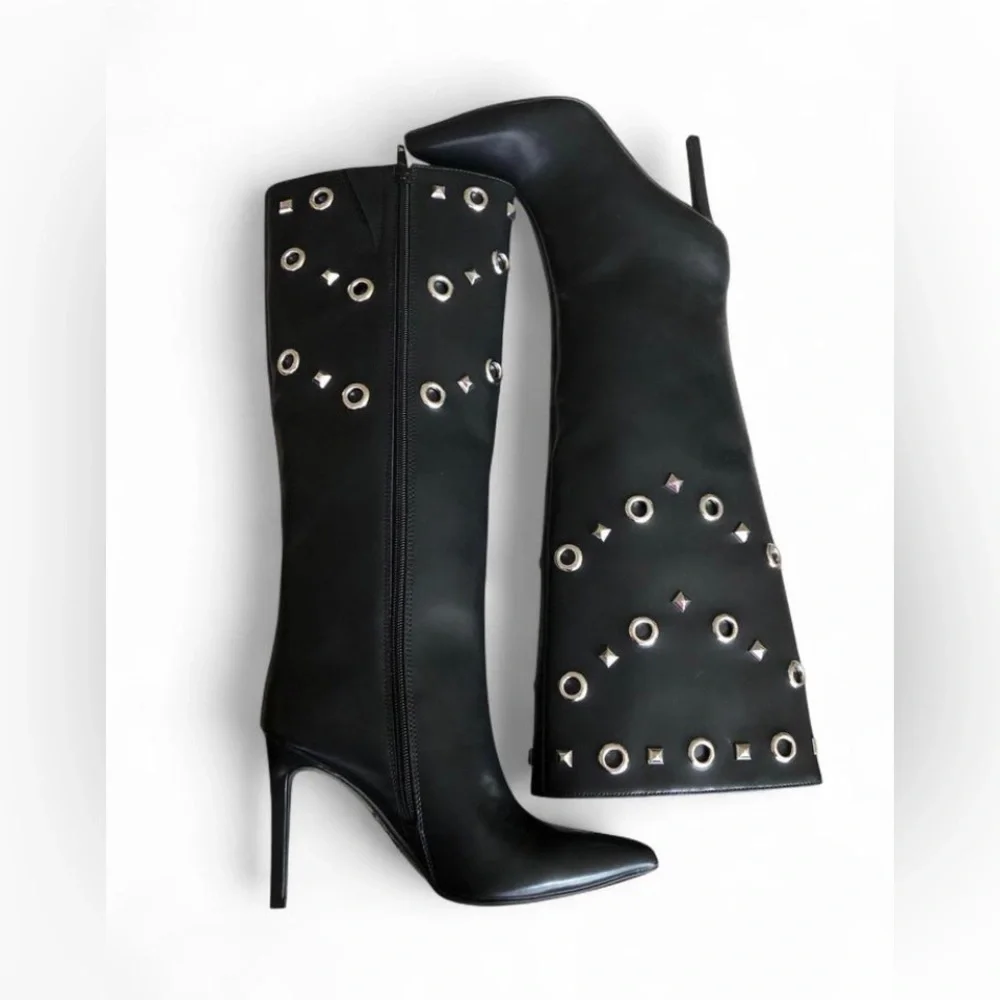 I.N.C. International Concepts Women's Black Saiqa Grommet Knee High Boots 6.5 M